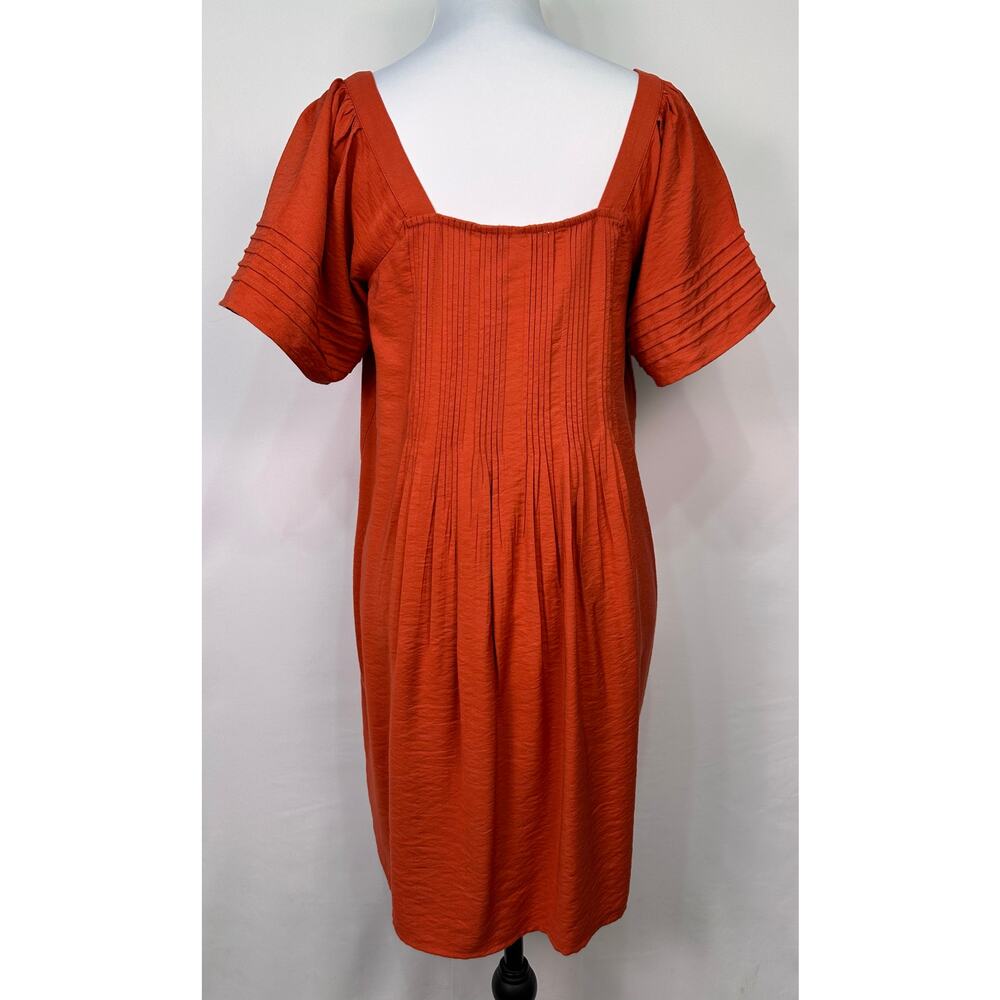 NWT Madewell Clay Orange Square Neck Pintuck Pleated Mini Dress XS - Picture 3 of 11